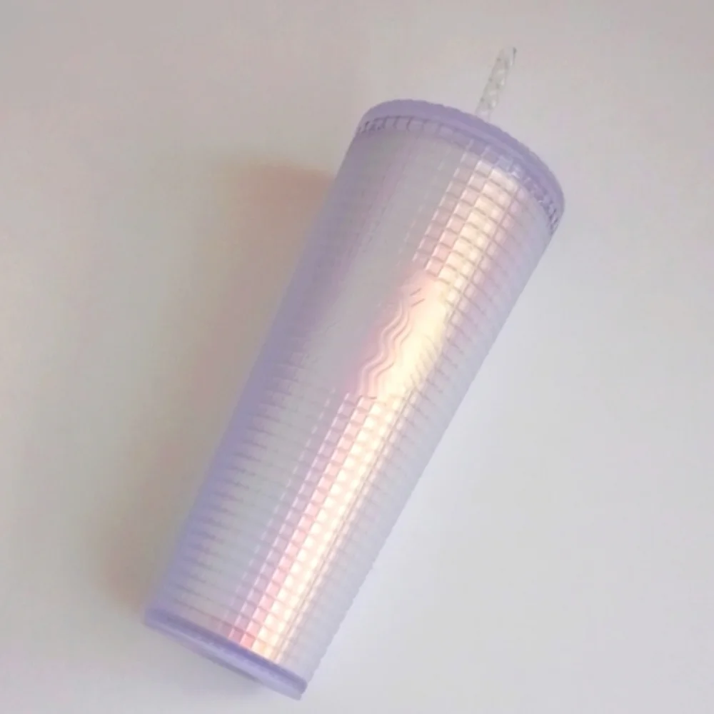 Starbucks Unicorn Holographic Soft Touch Grid 24oz Cold Cup Tumbler Lid w Straw